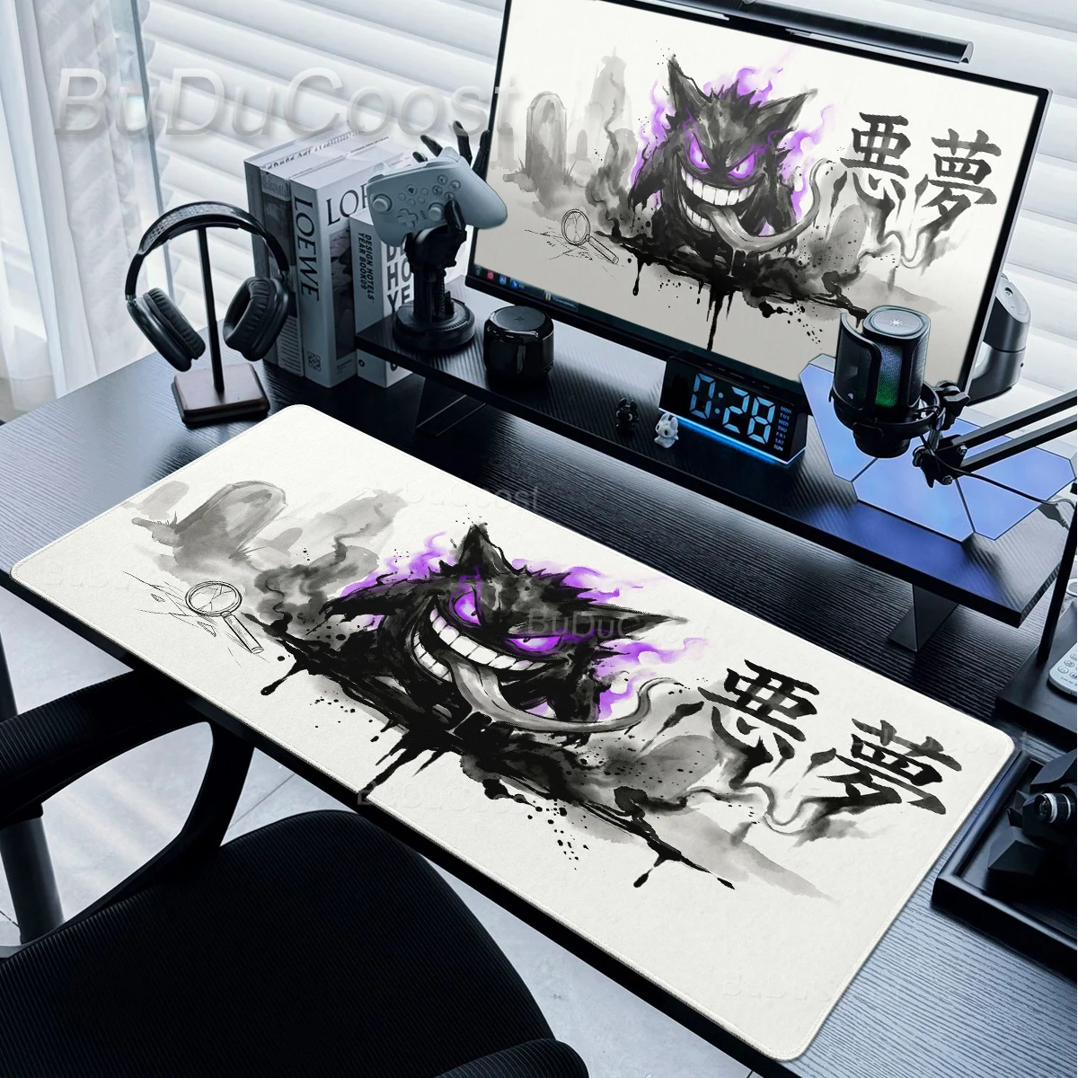 Ink Painting Pokemon Gengar Rayquaza Playpad XXL Gaming Mouse Pad Rubber Office Desk Mat Keyboard Carpet PC Laptop Gamer Micemat
