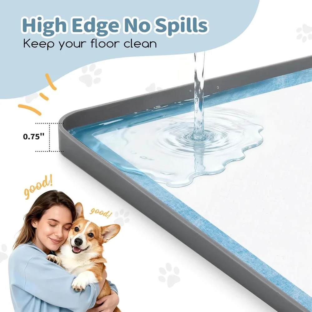 Dog Pee Pad Holder Suitable for 24" x 24" Training Pads, Puppy Potty Tray with 4 Fixing Clamps, Indoor Floor Protection view 4