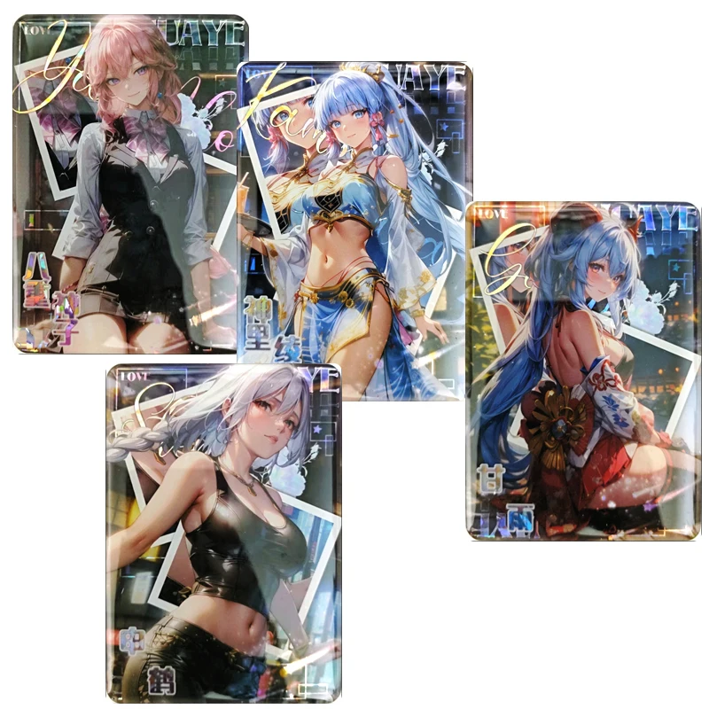 

Goddess Story Genshin Impact Anime Yae Miko Kamisato Ayaka Cartoon characters Bronzing collection flash card Christmas gift