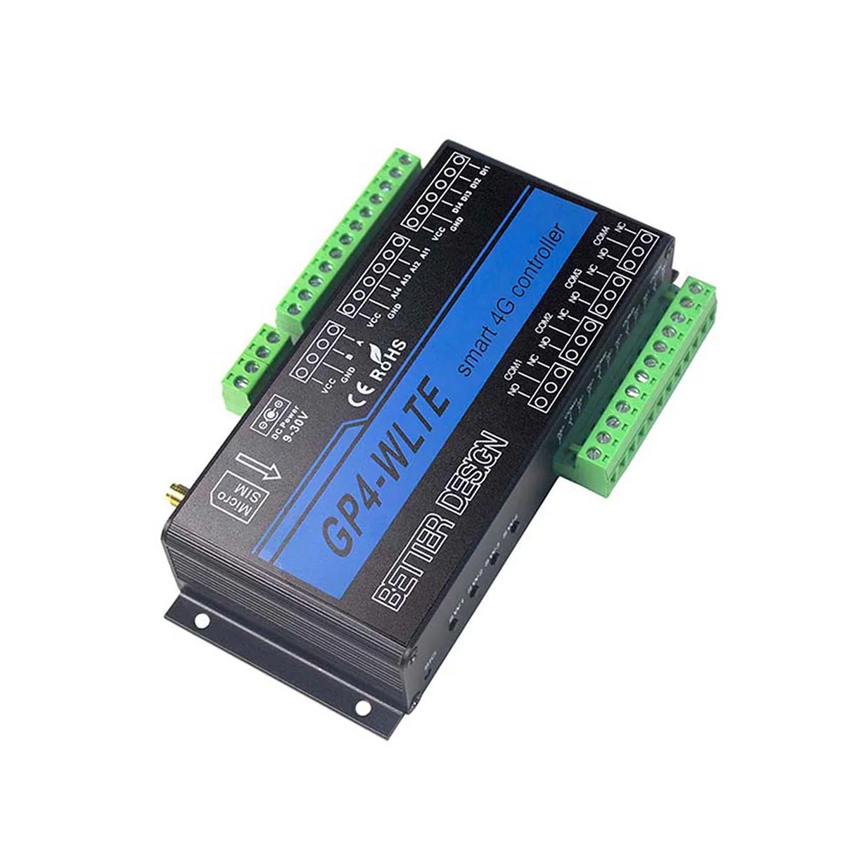 GP4-WLTE 4 Channels DI DO AI Digital Analog Switch 4G Module Controller A/D Collector Support APP Web Control