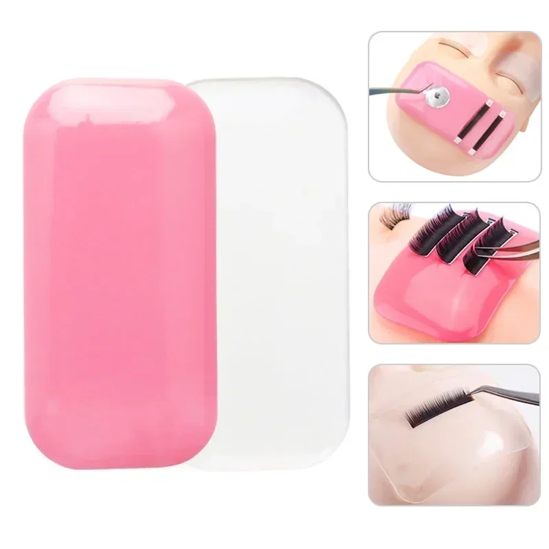 Almohadilla adhesiva para frente en extensión de pestañas, silicona rosa transparente, bandeja y soporte para injerto, herramientas de maquillaje