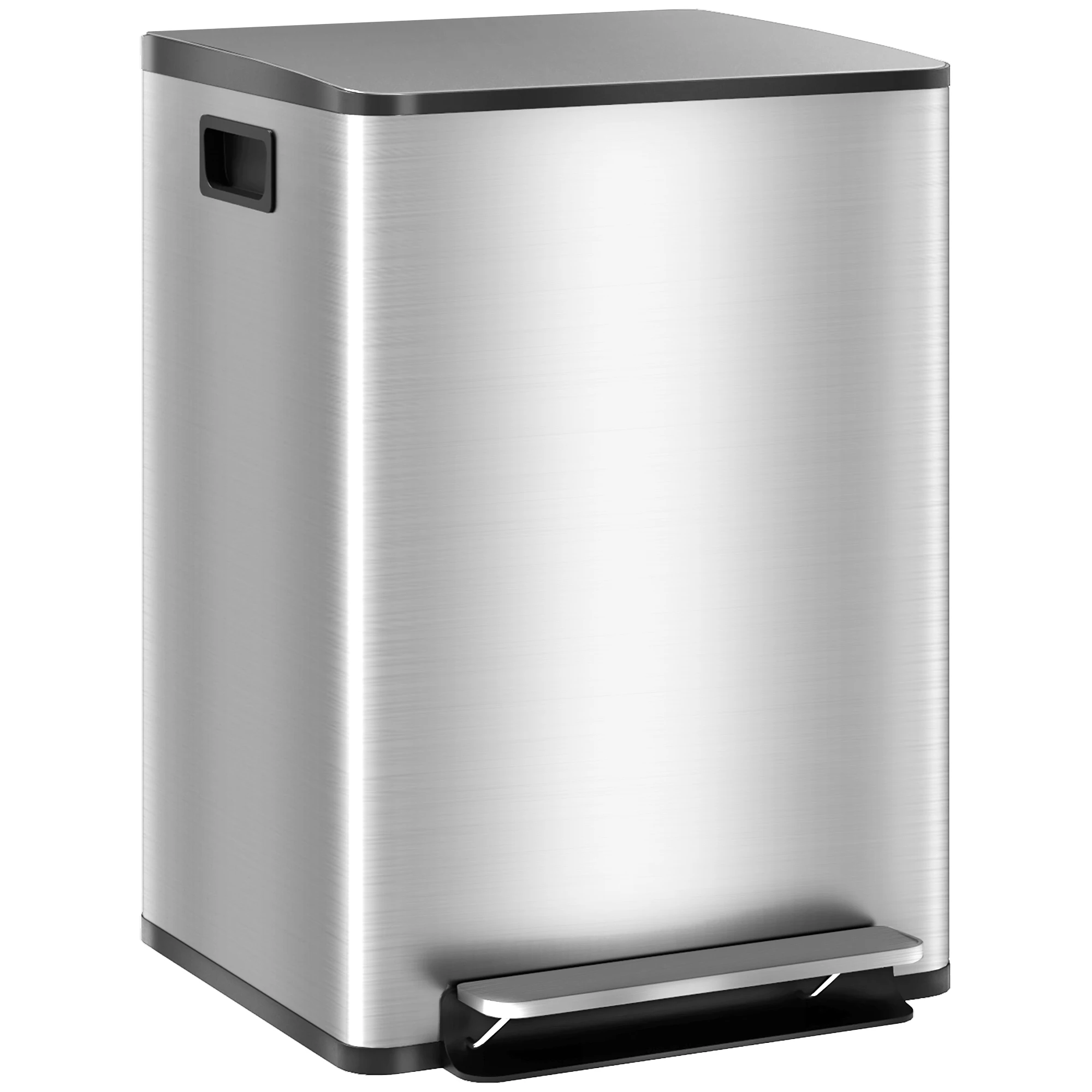 HOMCOM kitchen dustbin with 2 compartments 2x20 L Silver