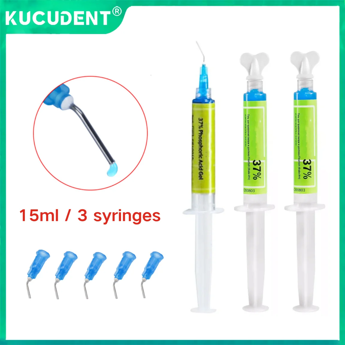 

15ml Dental Phosphoric Acid Etching Gel 37% Agent Acid Etchant for Orthodontic Teeth Dentin Enamel Restorative Bonding Syringe