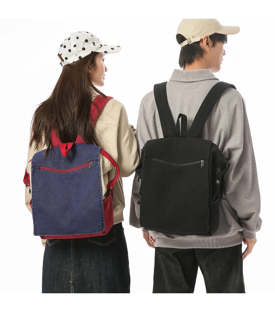 Large capacity schoolbag outdoor leisure backpack canvas backpack men's and women's fashion