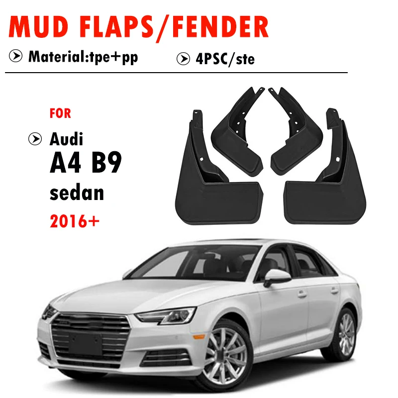 

FOR Audi A4 Sedan B9 2016 2017 2018 2019 2020 2021 Mudguard Fender Mud Flaps Guards Splash Mudflaps Car Accessories 4pcs