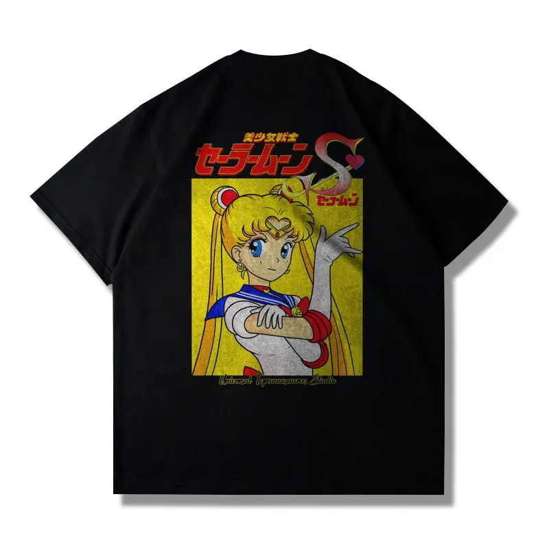 Sailor Moon Venus & Minako Aino Retro Anime Black T Shirt 2026 Summer Oversized Streetwear Graphic Tee for Women Men Casual Tops - view 4