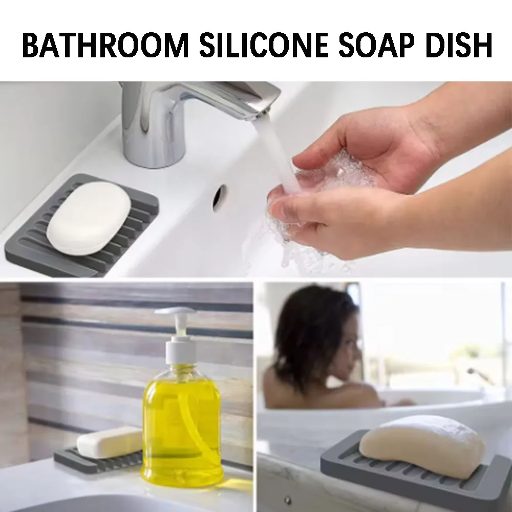 1PCS Free Punch Soap Box Silicone Draining Soap Holder Creative Kitchen Bathroom Countertop Non-slip Shelf