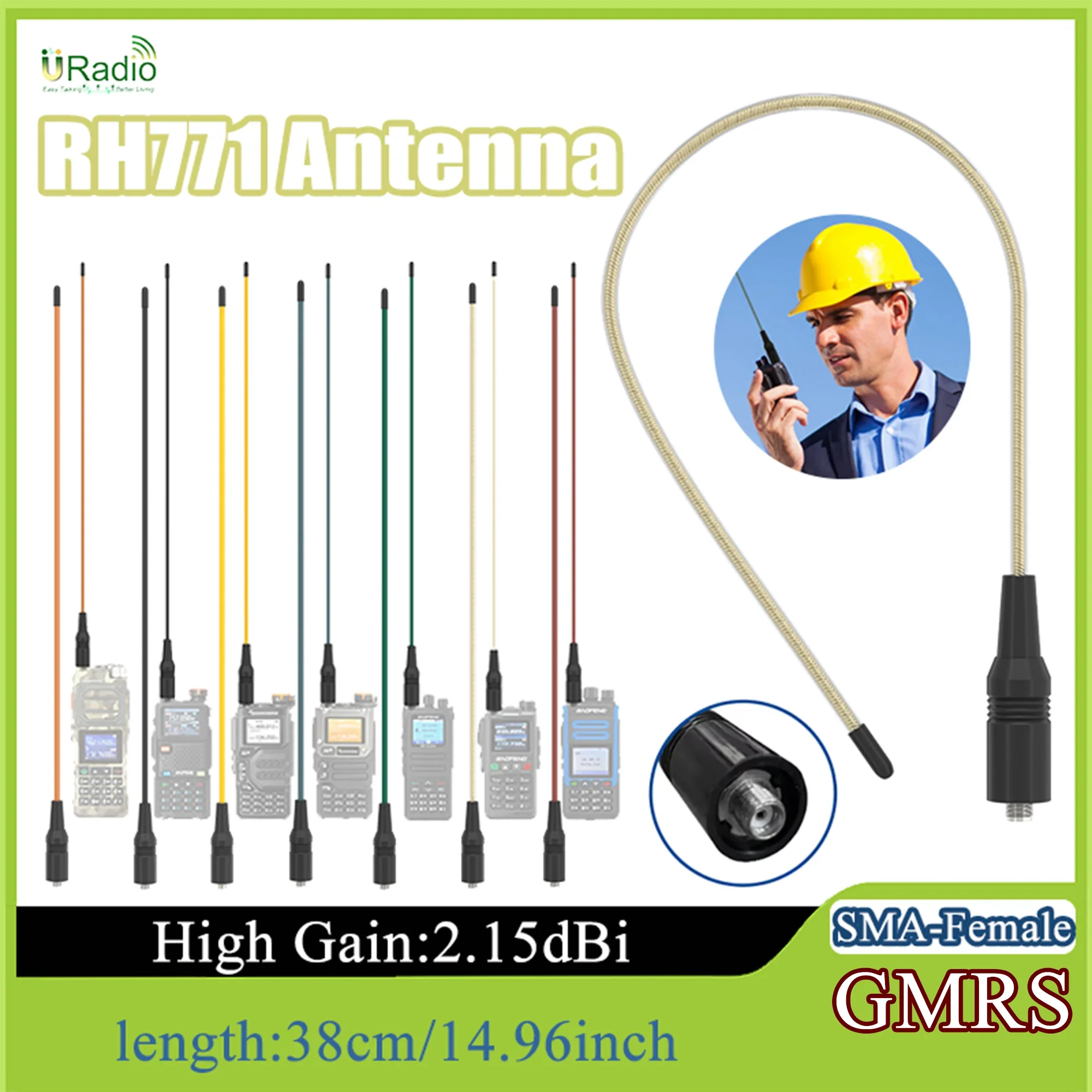 RH771 Dual Band Soft Antenna GMRS SMA-Female Walkie talkie Antenna 136-174mhz 400-520mhz Long Range For Baofeng DM-1701 UV-5RM