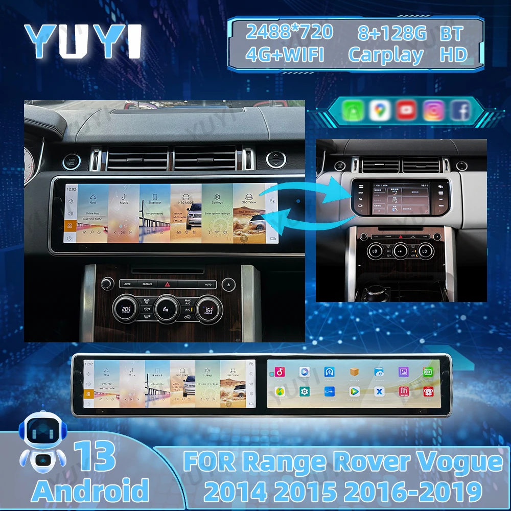 15.5 Inch Android 13 Car Radio For Land Rover Range Rover Vogue 2014-2019  Auto GPS Navigation DVD Multimedia Player Mainframe