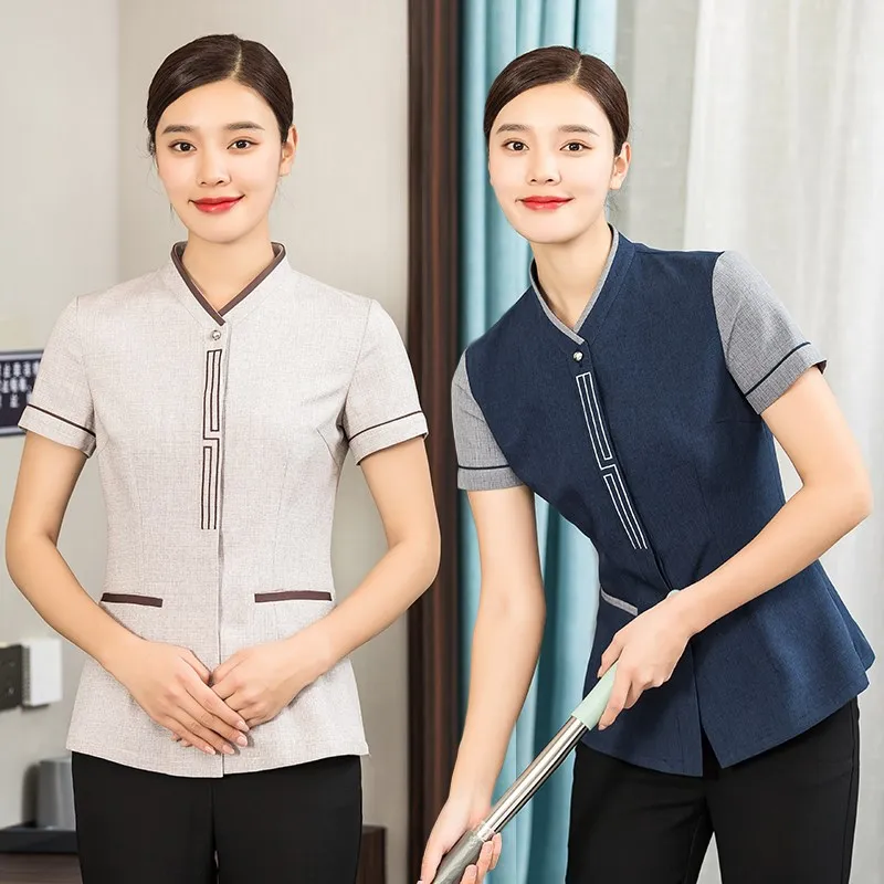 

Комплект униформы для уборки в отелях класса люкс: летняя дышащая рабочая одежда с длинным и коротким рукавом, прочная, для женщин-уборщиц