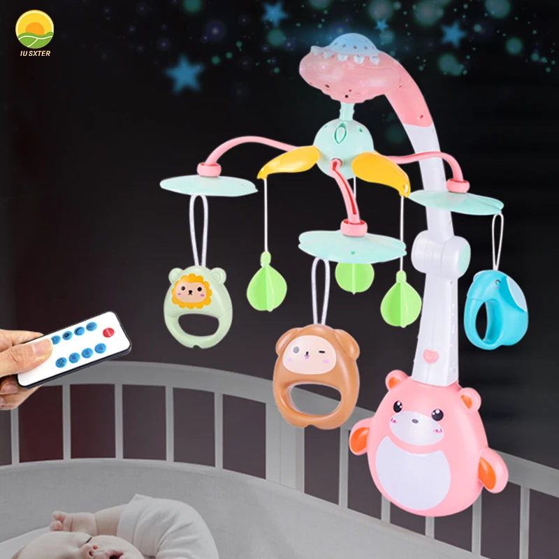 Baby Crib Mobile Music Rattles Newborn Bed Bell Infant Light Projectio Sensory Educational Baby Toys For 0-12 Month Kid Gifts