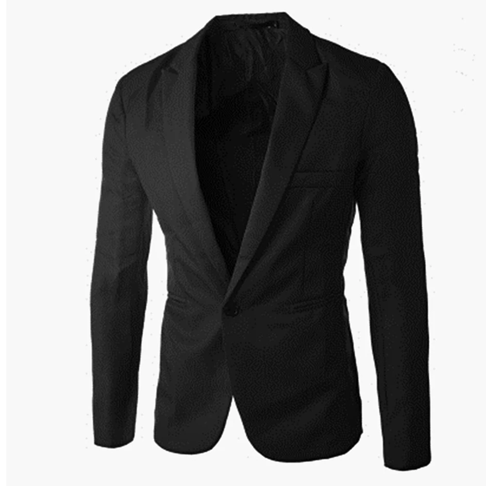 New Men\'s Formal Business Blazers Jackets Solid Color Wedding Party Casual Single Button Suit Coats Tops Men Stage Clothes