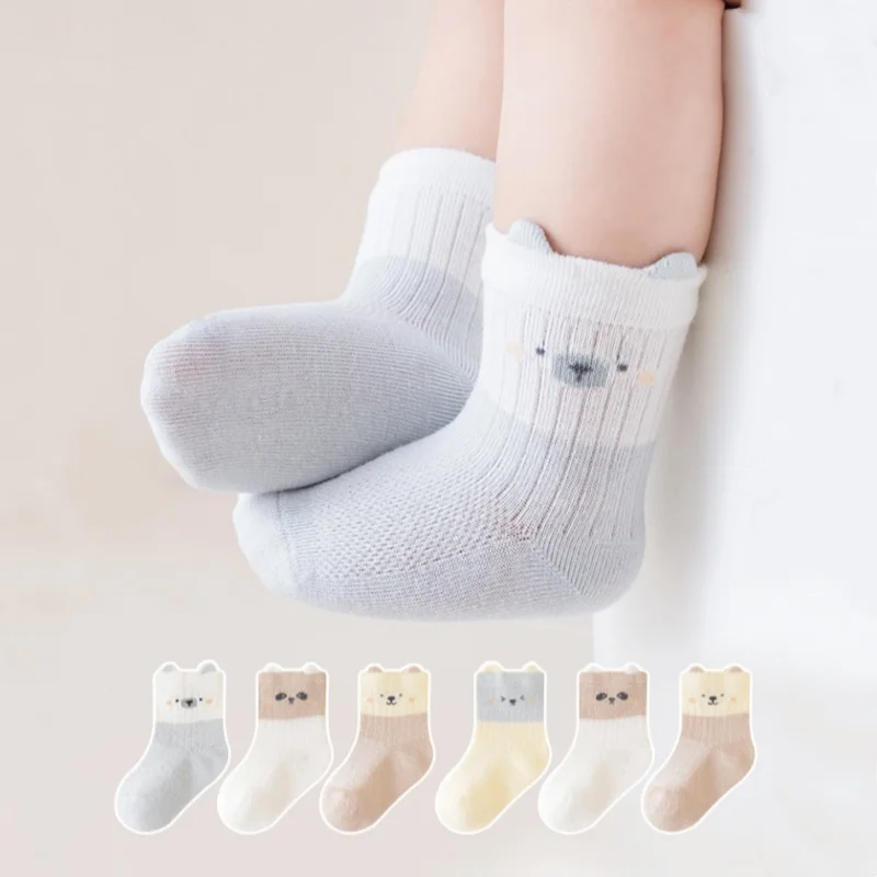 

3Pairs/Set Newborn Baby Socks Summer Thin Mesh Cotton Kids Socks Cute Cartoon Boneless Ear Infant Socks For Boys Girls 0-5Yrs