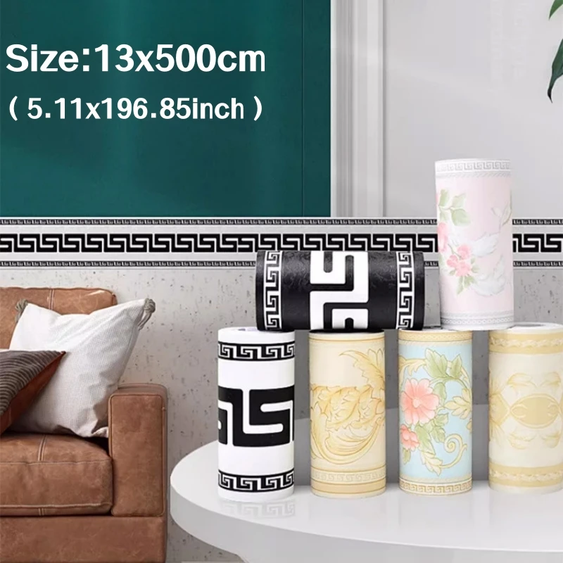 

Vintage Adhesive Wall Border,Removable Waterproof Decorative Line Trim for Home Bathroom Renovation Self-Adhesive Waistline Tape