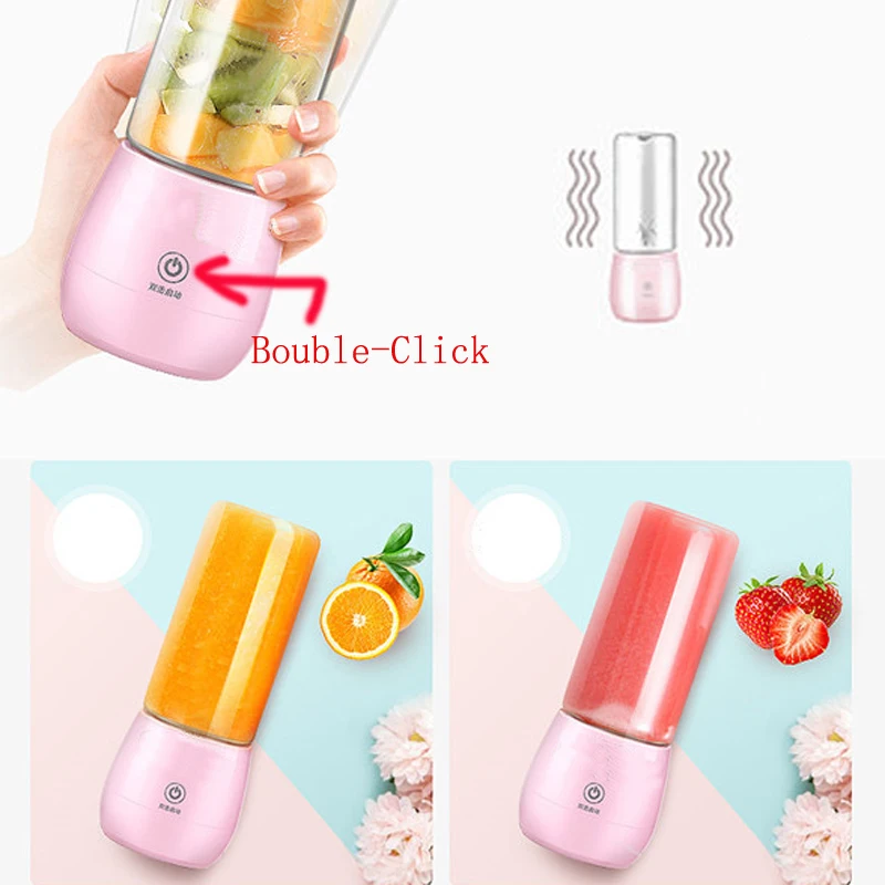 24 Logo Portable Juicer Electric Rechargeable USB Smoothie Blender Machine Mixer Mini Juice Cup fast Blenders food processor