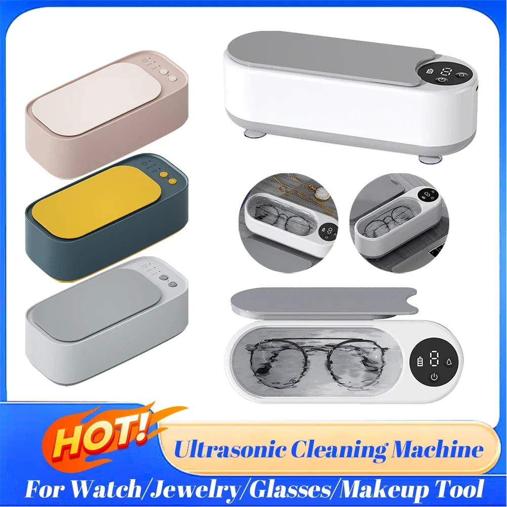 Ultrasonic Jewelry Cleaner Machine Multifunctional Glasses Cleaner Portable Cleaning Machine for Retainer Eyeglass Watches Clean