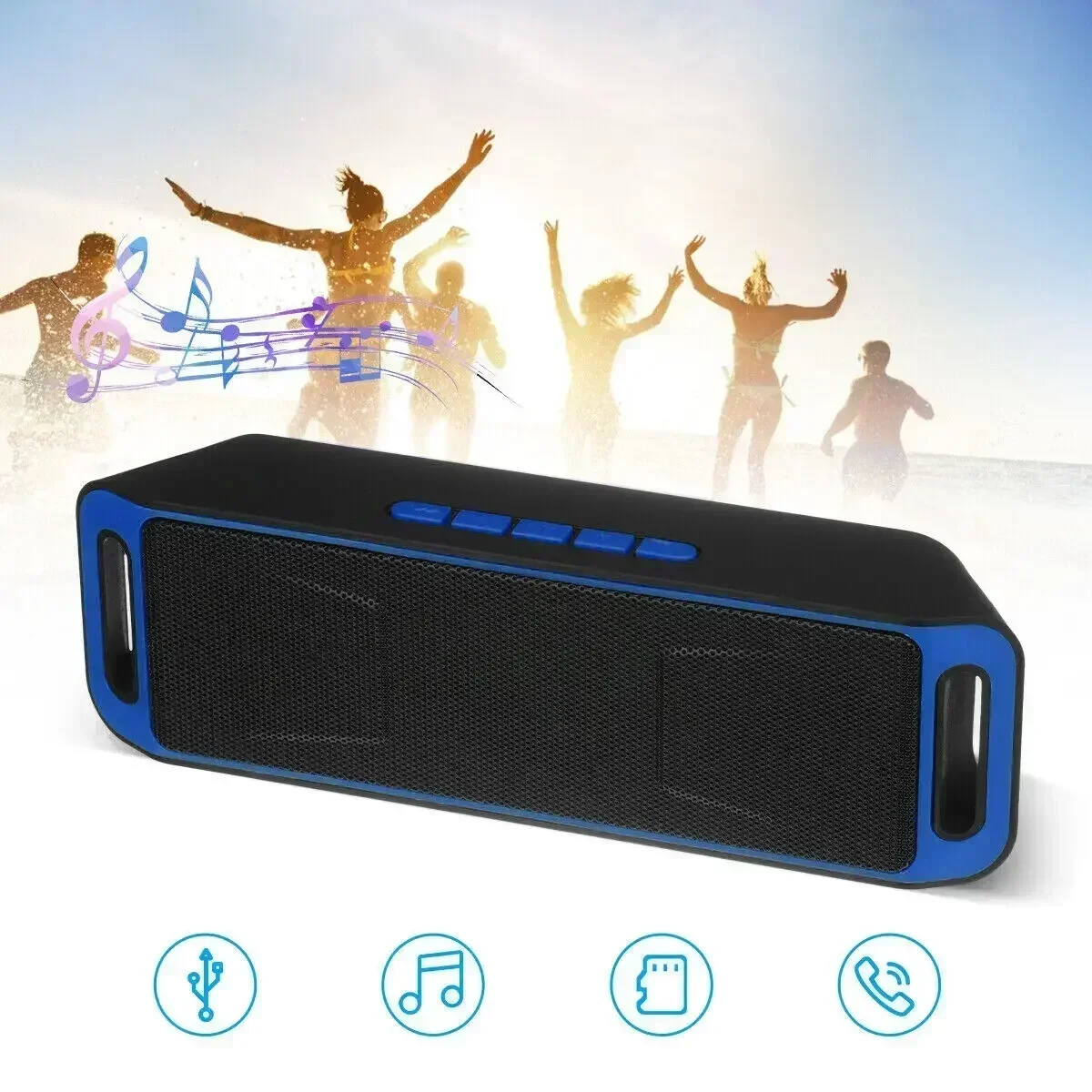 SC208 Portable Bluetooth Speaker Wireless Mini Speaker Amplifier Stereo Subwoofer Speaker TF USB Built-in Mic Dual Bass