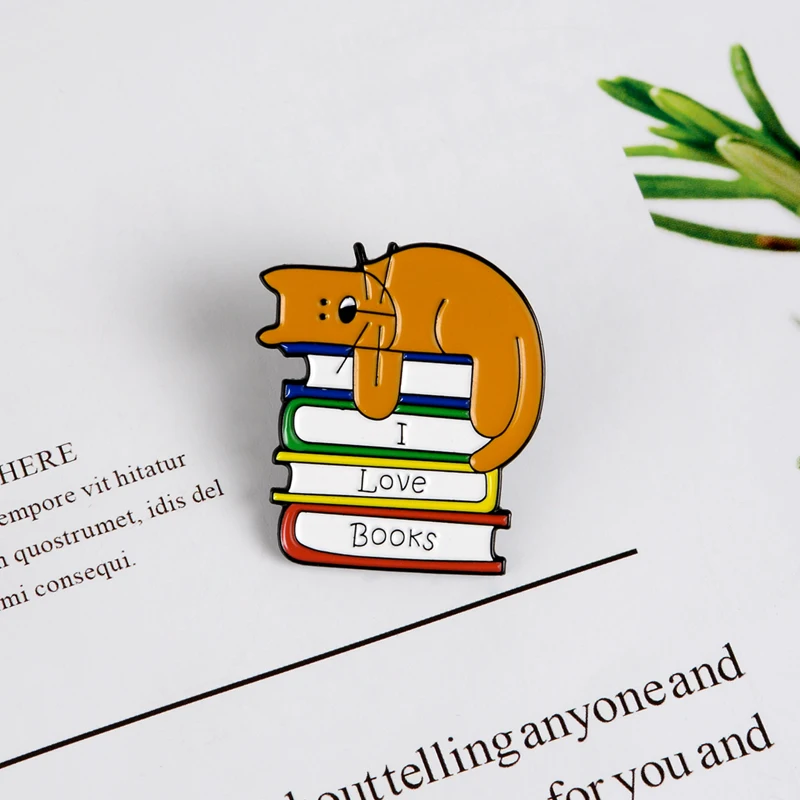 Puppy I Love Books Enamel Pin Cartoon Little Dog Animal Reading Bookworm Brooch Lapel Backpack Badge Jewelry Gifts For Friends