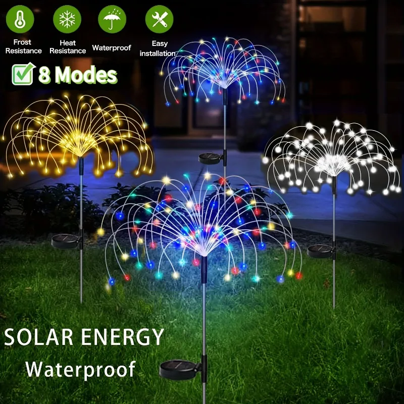 1 Pack Solar Fireworks Lights Outdoor,Holiday Lighting Firework Lights For Garden Patio Halloween Christmas Wedding Wall Decor