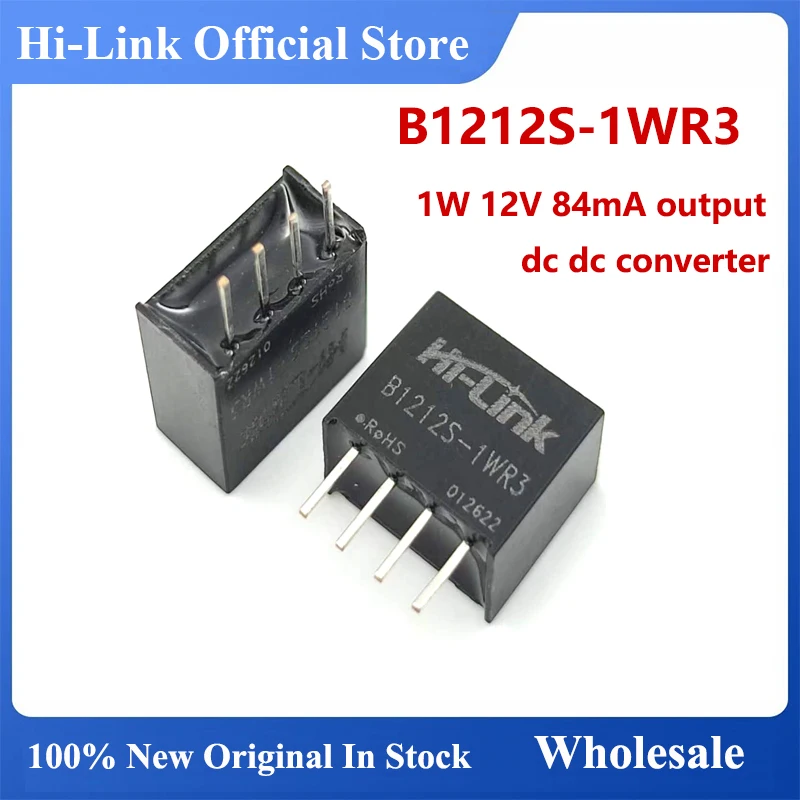 Free Shipping Hi-Link 10pcs/lot Mini DC DC B1212S-1WR3 High Efficiency 1W 12V 84mA Output Power Supply Module Smart Home