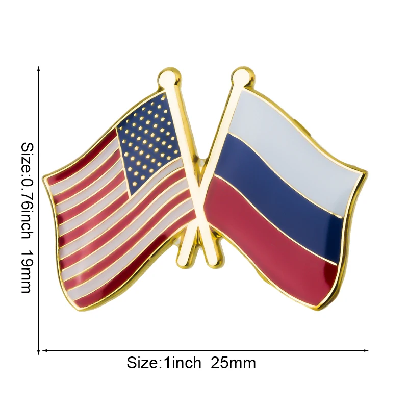 U.S.A. Russland Freundschaftsflagge Metall-Anstecknadel Flaggen-Pin Abzeichen