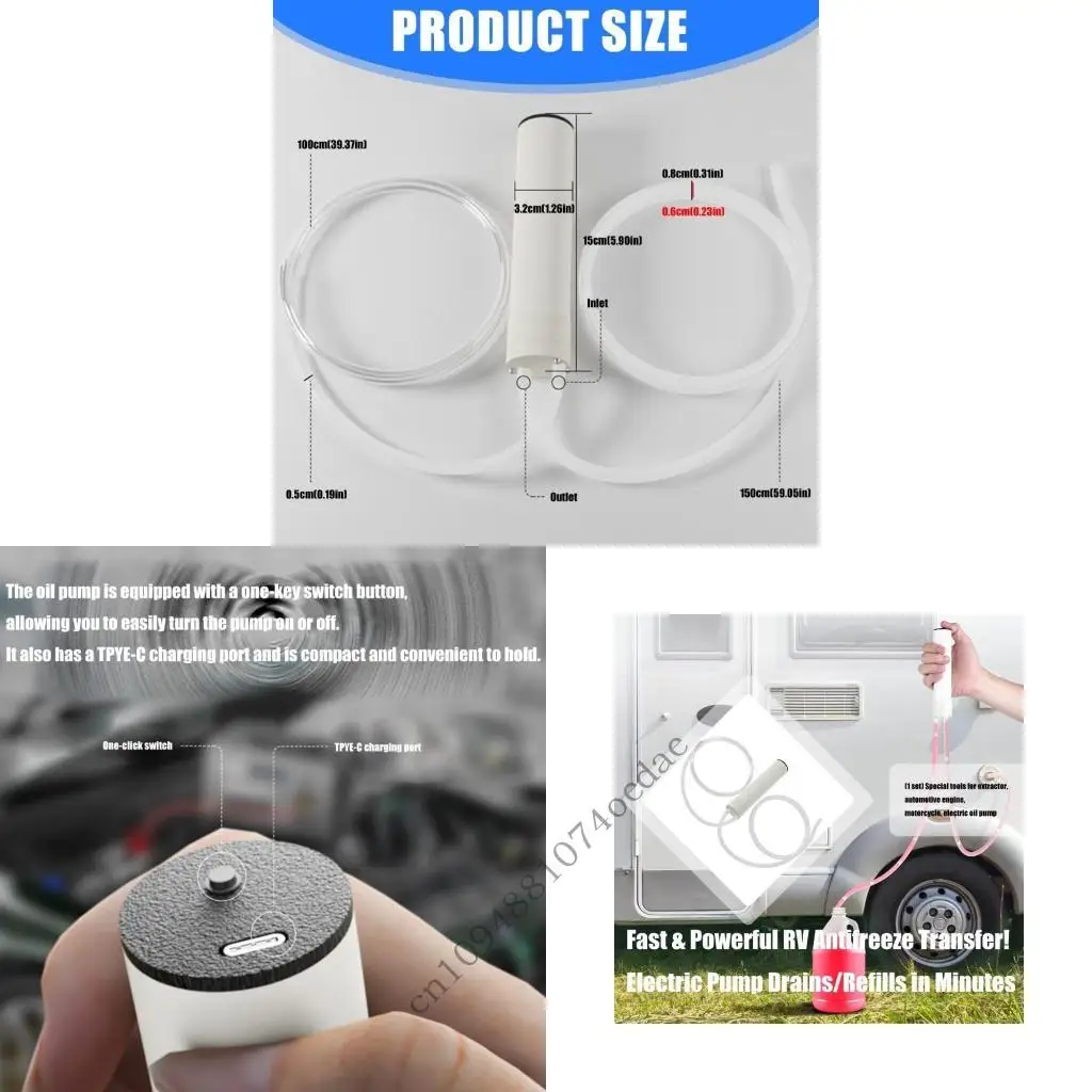

Antifreeze Transfer System Rechargeable Battery & Double 1M Hoses Effortless Winterization for Vehicle Pipes