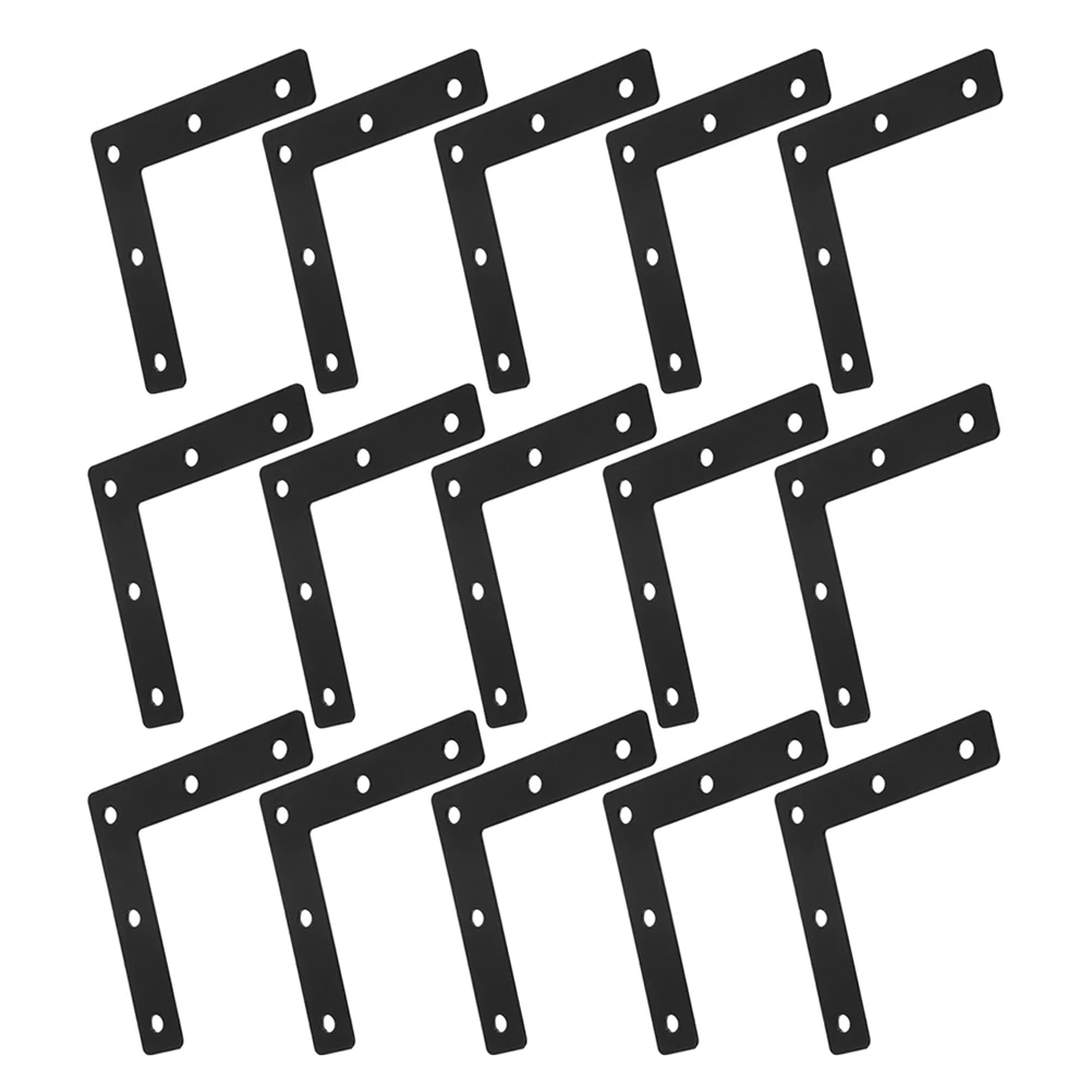 

15pcs Black L Shaped Brackets for Wood Right Angle Desk Chair Cabinet Furniture Metal Corner Braces Table Leg Brace Wall Mount