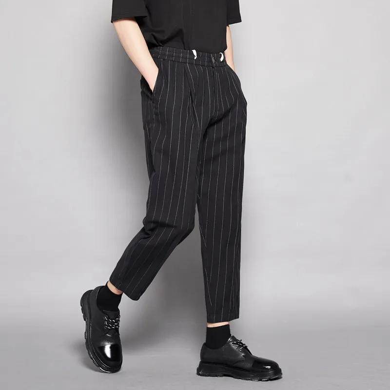 Summer Special Recommended Hong Style Retro Striped Japanese Style Cropped British Wild Tapered Casual Pants Men's Pants