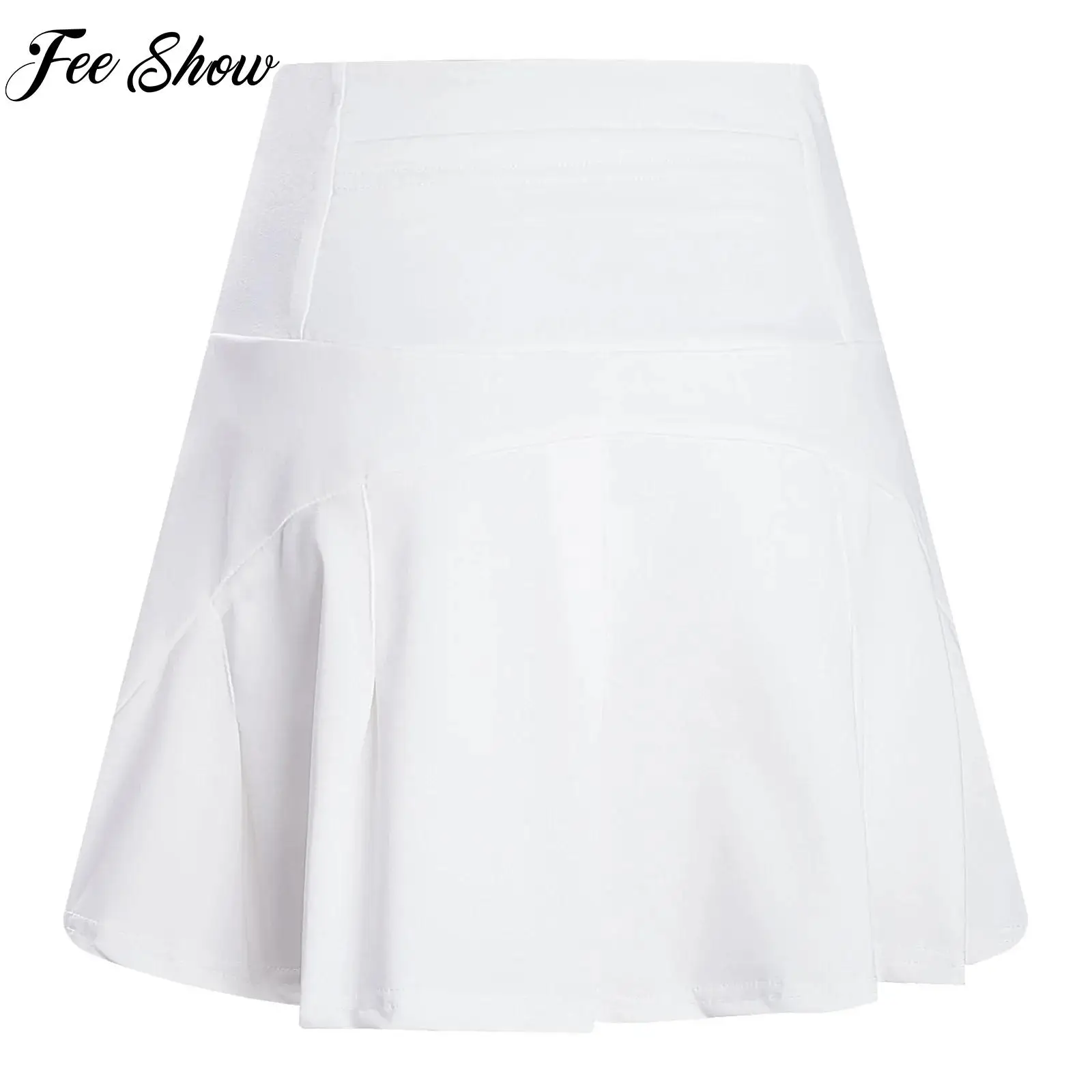 

FEESHOW Womens Tennis Golf Skirts Wide Waistband Ruffled Skirts with Built-in Shorts Yoga Wear Running Workout Sports Skirts