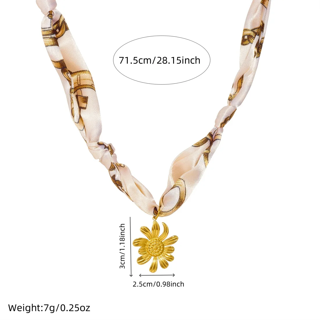 DIEYURO 316L Stainless Steel Golden Irregular Flower Pendant Necklace For Women White Pattern Ribbon Chain Vacation Jewelry Gift