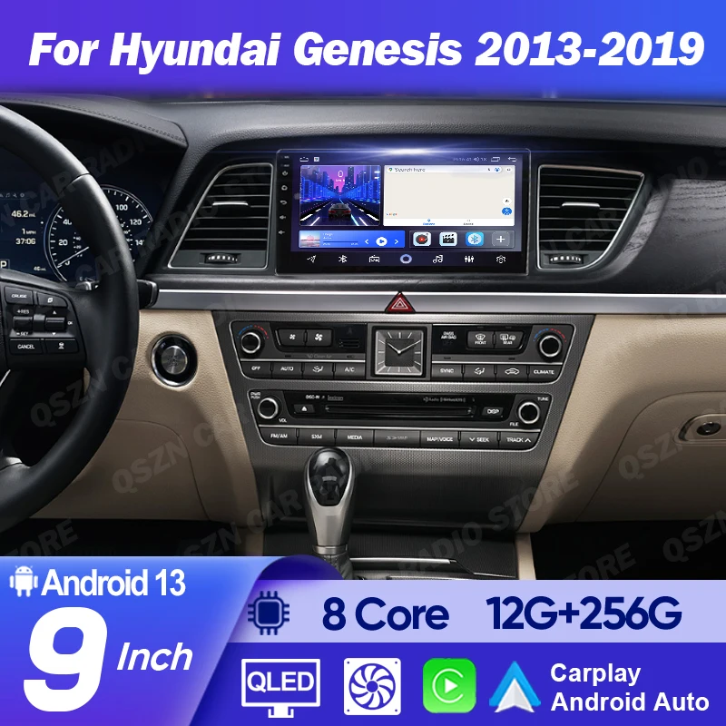 QSZN для Hyundai Genesis 2013-2019 Автомобильный Carplay Авто Радио Навигация Android 14 GPS Мультимедийный плеер Экран головного устройства 4G WIFI