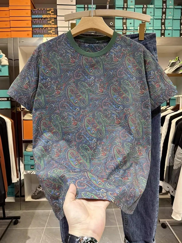 

Summer 2025 Men's Faion Casual ort Sve T-irt Luxury Print round Ne f Sve Top Youth Trend Loose Fit Regular L...