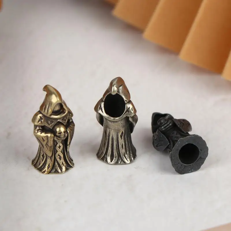 Knife Beads Brass Skull 3D EDC Paracord Pendant for Outdoor Survival DIY Lanyard Keychain Accessory