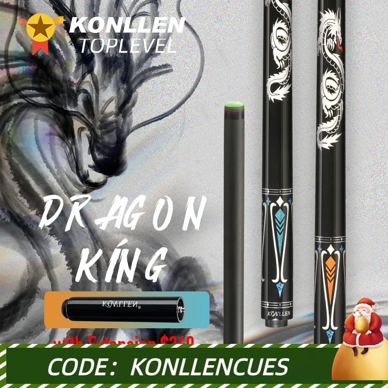 KONLLEN-LW Carbon Fiber Pool Cue Billiard Cues, 12.5mm, 3/8x8 Radial Pin Joint, Carbon Tube Butt Technology