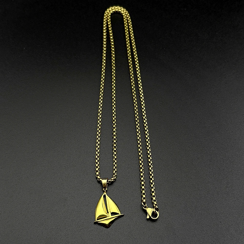 Navigations-Segelkette für Damen und Herren, Edelstahl, goldfarben, Hip-Hop, Sommer, Sport, Halskette, Schmuck, Geschenke – Detail 8
