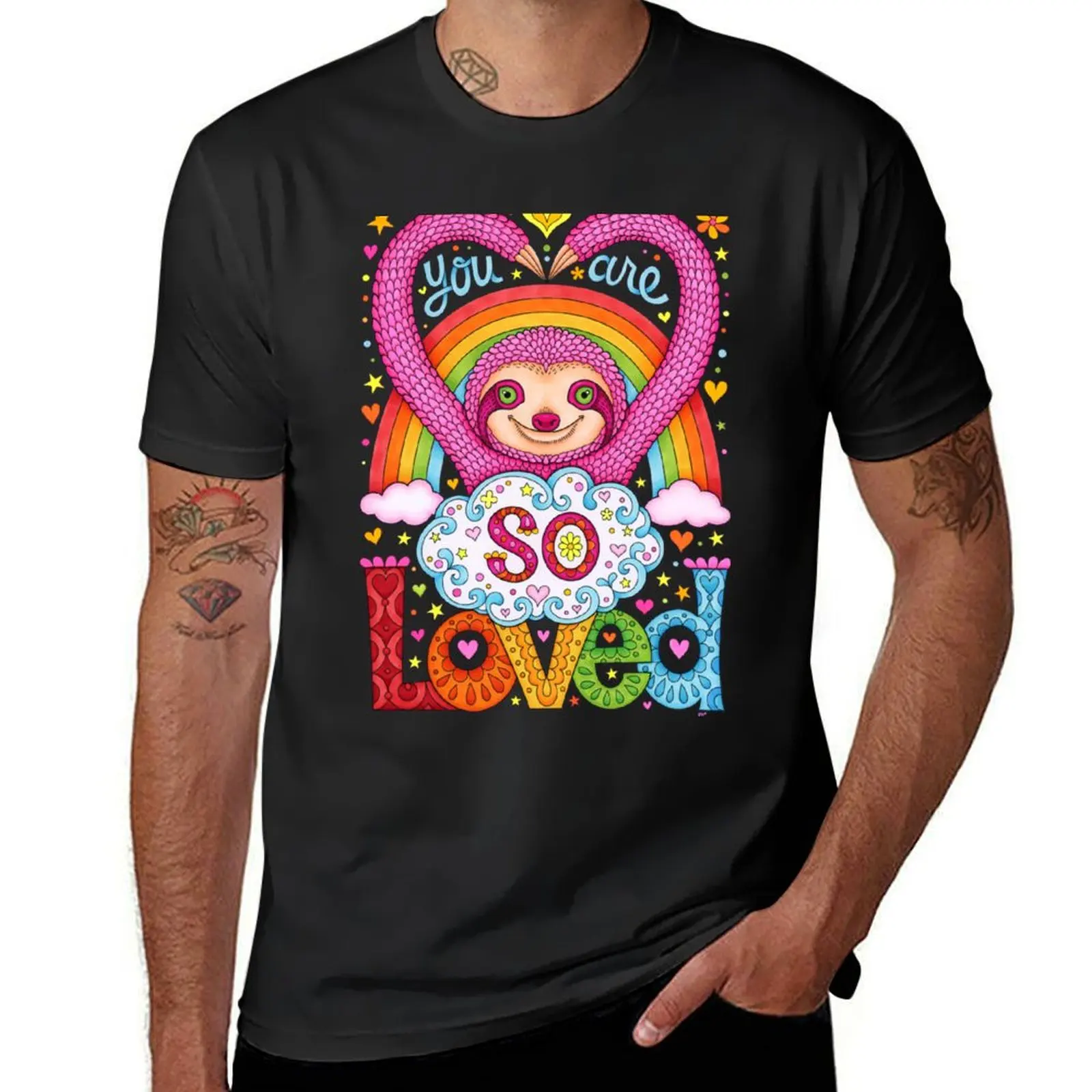 You are so loved - Cute Rainbow Sloth - Art by Thaneeya McArdle T-Shirt sweat vintage clothes clothes for men