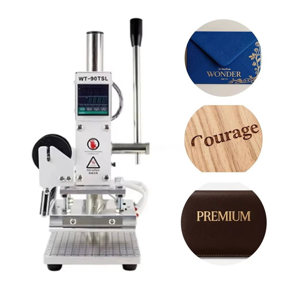 New WT-90TSL  Small Manual Digital Hot Stamping Machine Gold Silver Foil  Leather Creasing Machine  Pvc Paper Custom Logo Stamp