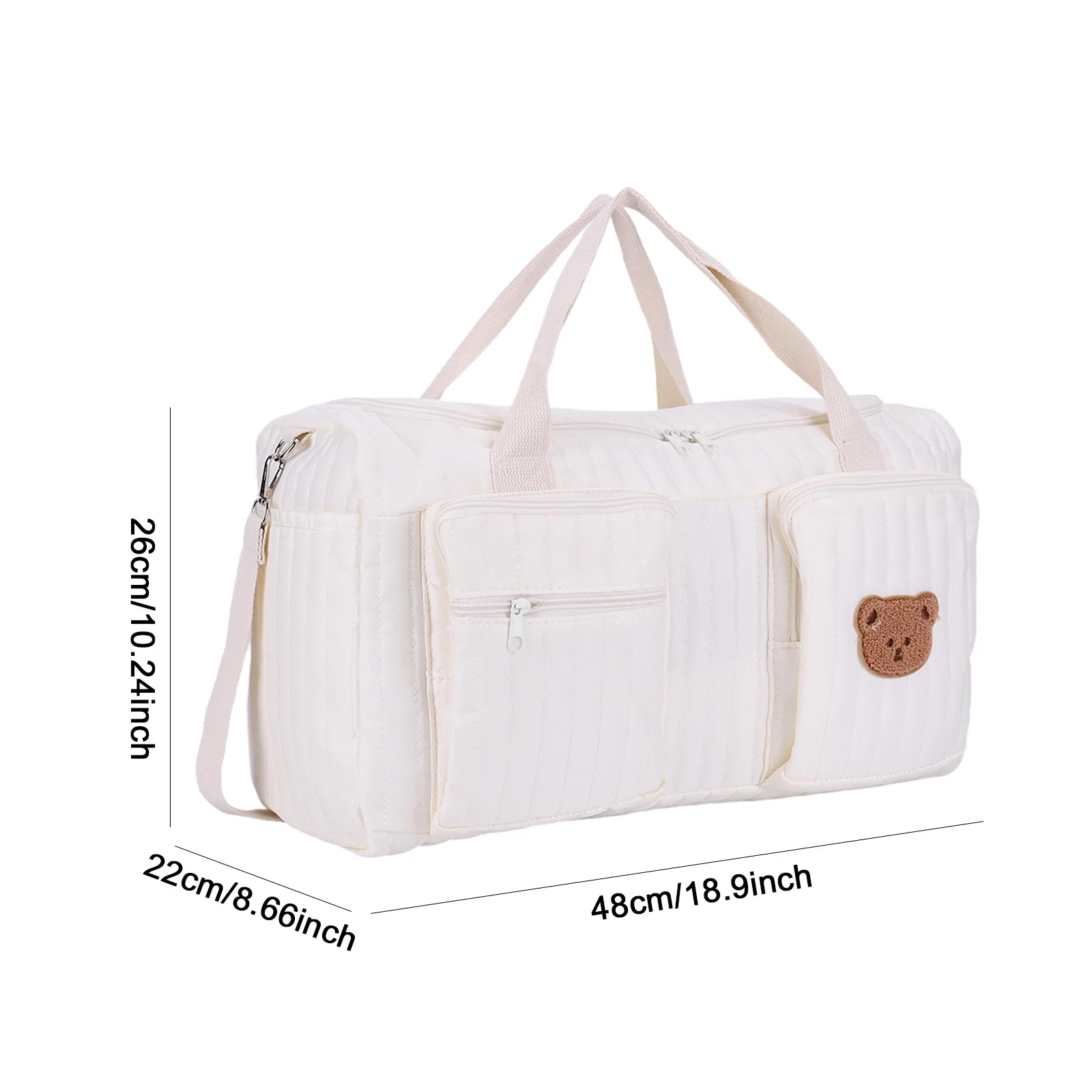 

Quilted Baby Diaper Bag Large Capacity Mommy Bag Cute Travel Bag for Hospital and Weekender Travel