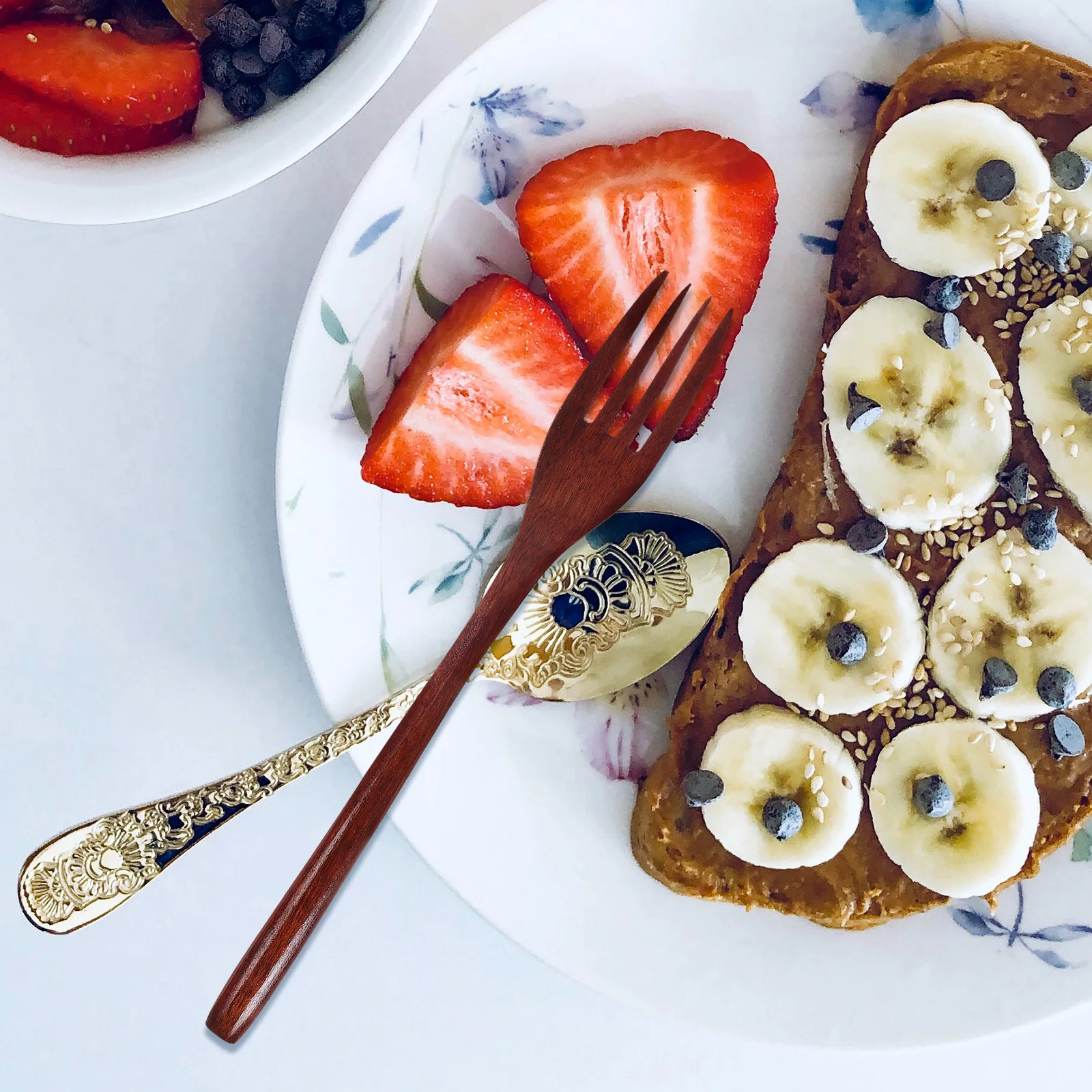 

2pcs Wooden Set Natural Wood Dining Fork For Salad Cooking Serving Stirring Food Utensil Fork Natural Wooden Kitchen Tool