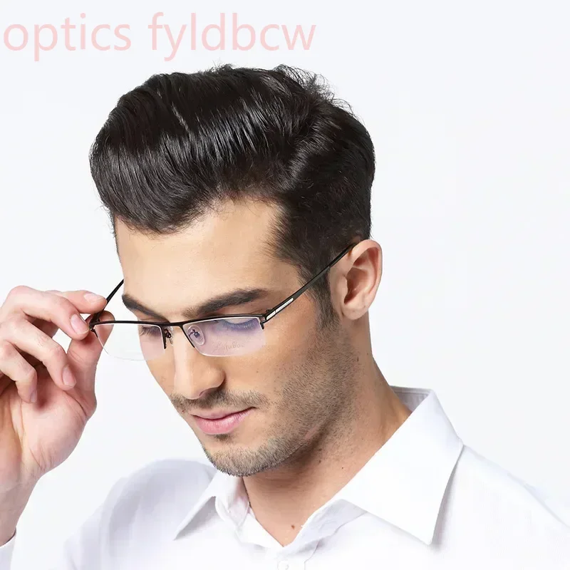Occhiali da lettura in titanio con montatura grande da 55 mm, moda business, semi-senza montatura, per sopracciglia, miopia, ipermetropia, occhiali da lettura di alta qualità