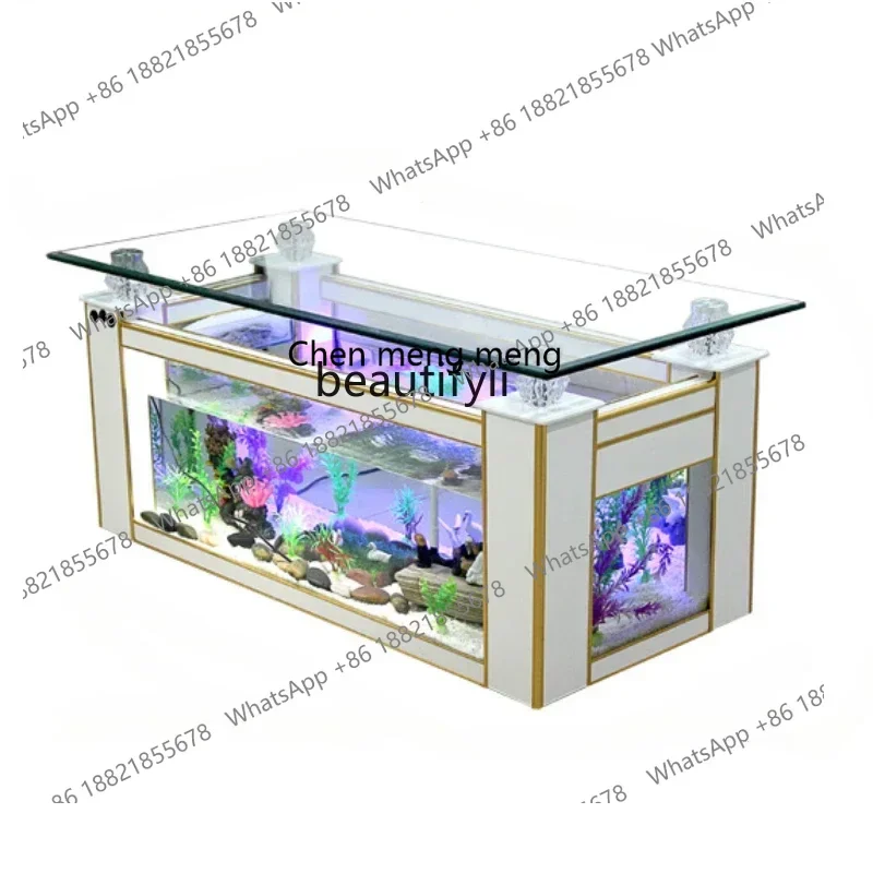 ss cn8350 ss 8350 Change Water Rectangular Coffee Table Fish Tank Living Room Ecological Glass Aquarium Small Large Creative Tea