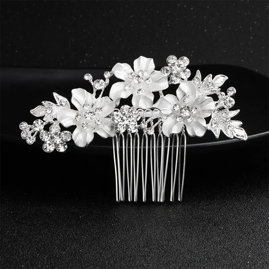 Efily Classic Silver Color Wedding Hair Combs Hairpins Crystal Rhinestone Bride Hair Accessories Women Tiara Bridal Hair Jewelry