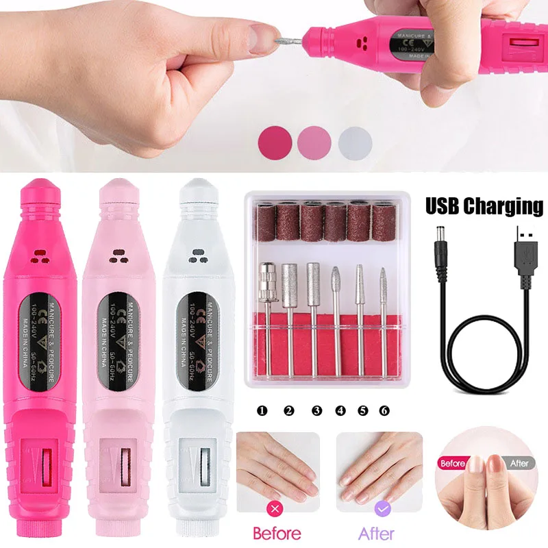 HALAIMAN Professional Nail Drill Machine Electric Nail Sander Pen Pedicure Tools Gel Polish Remover Milling Cutter For Manicure