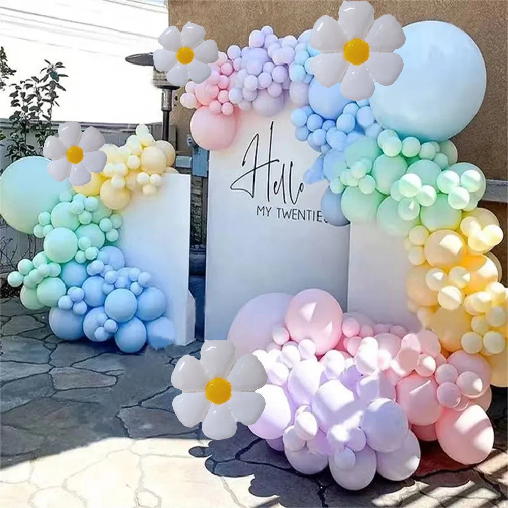 

139pcs Macaron Rainbow Daisy Balloon Garland Arch Kit Girls Pastel Wedding Happy Birthday Party Pink Balloons Baby Shower Decors