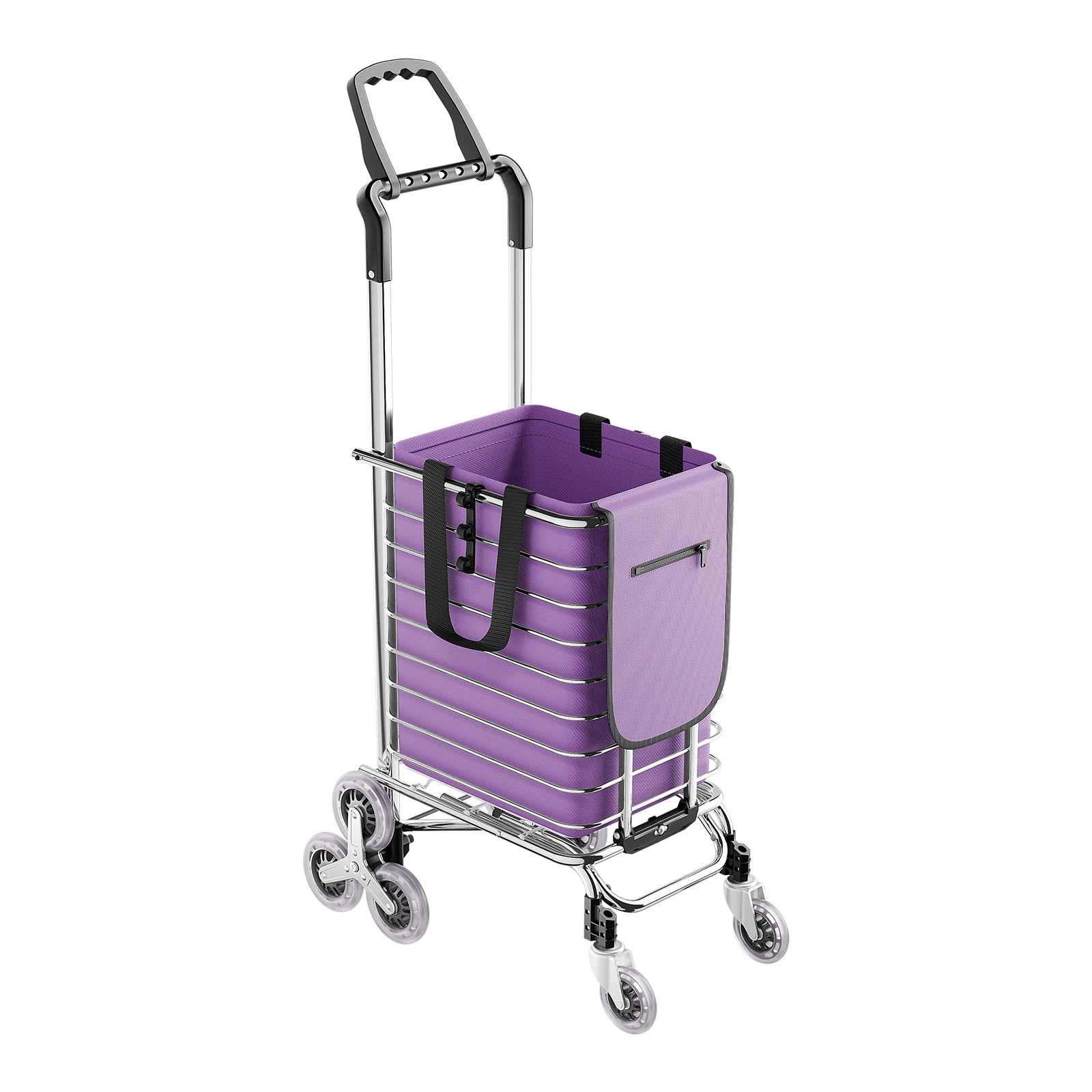 

Folding Shopping Cart Grocery Trolley Laundry Stair Climbing Handcart 6/8 Wheels