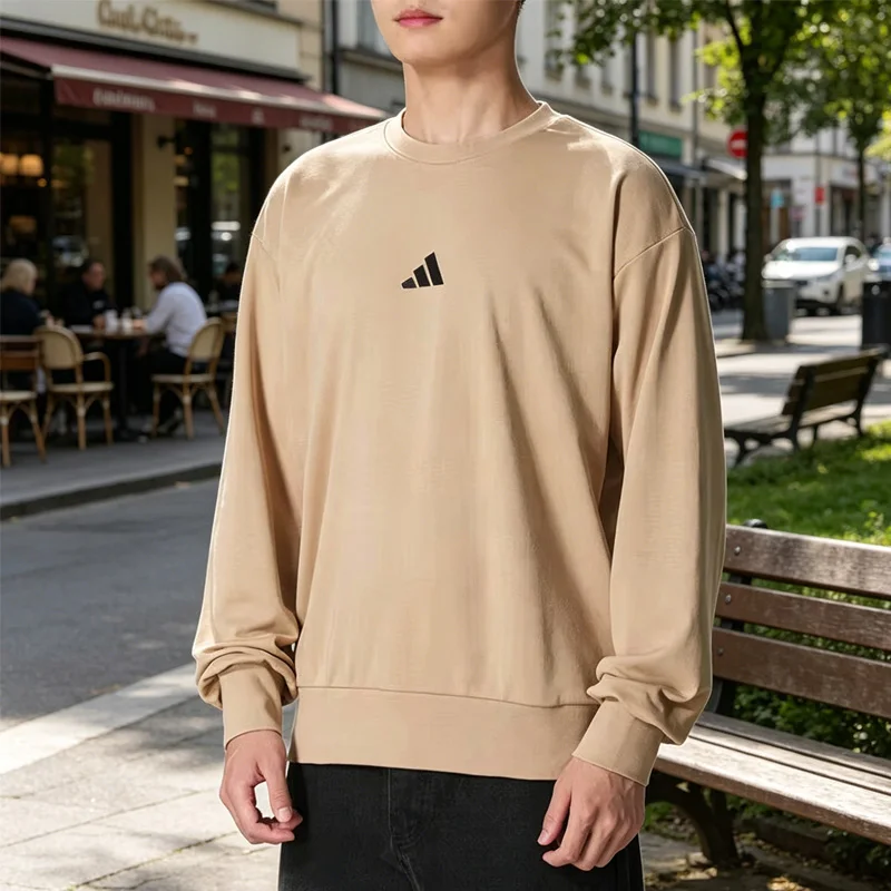 Men Terry Lined Pullover Sweatshirt Adidas 2026new Soft Comfy Breathable Loose Casual Sports Streetwear Hoodie JX3326