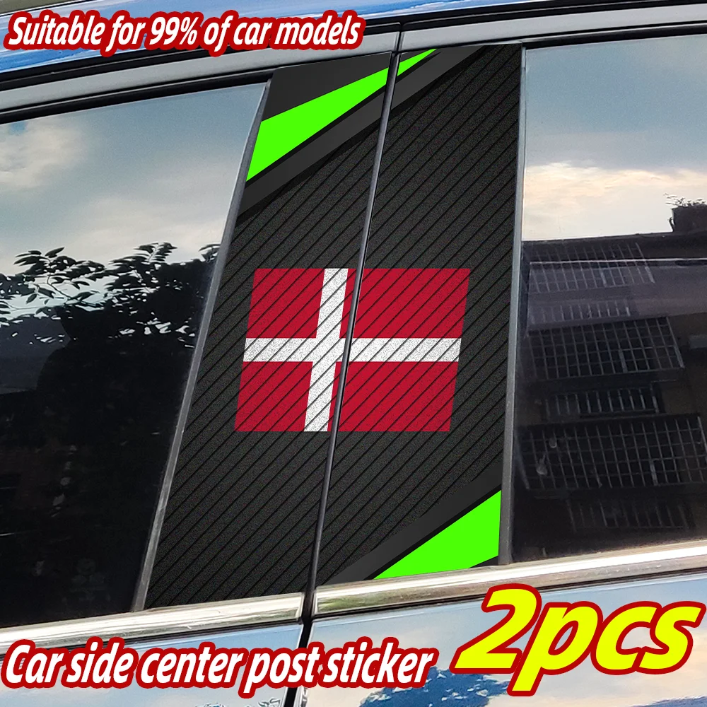 

Denmark Flag Car Stickers Auto B-pillar Car Center Column Decor Cover Scratches Waterproof Sunscreen Vinyl Decals Accessories
