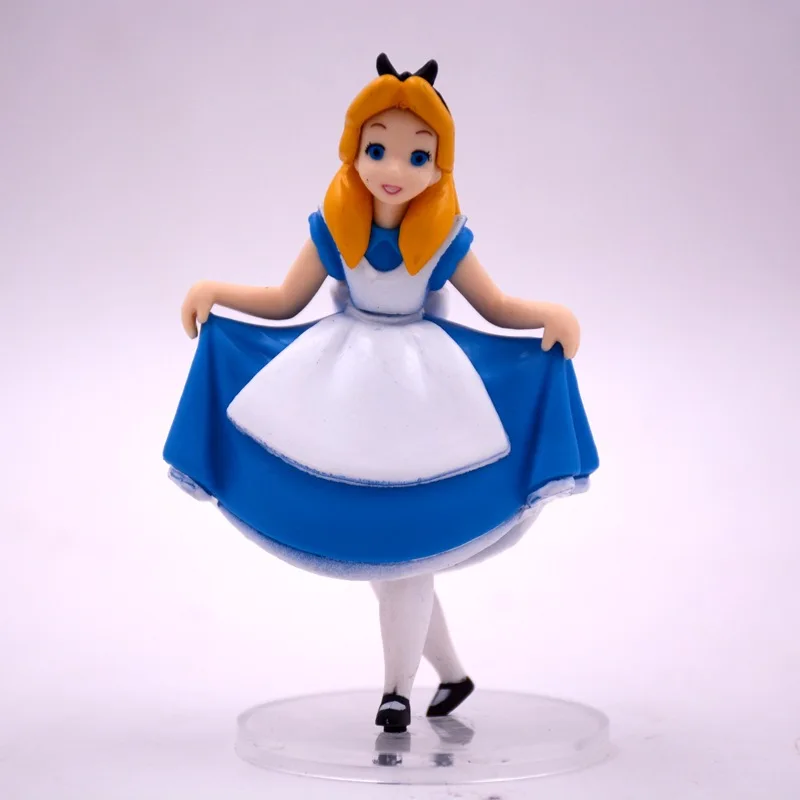 3Pcs 7-9cm Disney Alice\'s Adventures in Wonderland Cheshire Alice Figure Model Kid Collectible Hobby Toys Doll Gift For Children