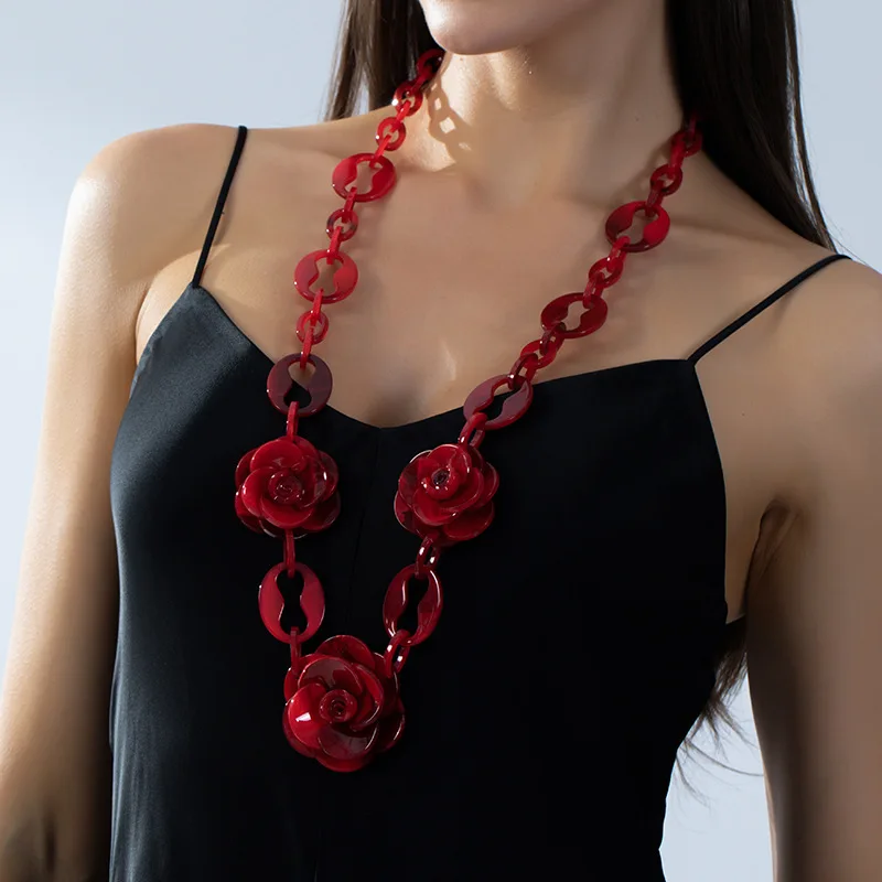 DIY accessories Core blue foreign trade European and American personality versatile acrylic necklace, collarbone chain female co