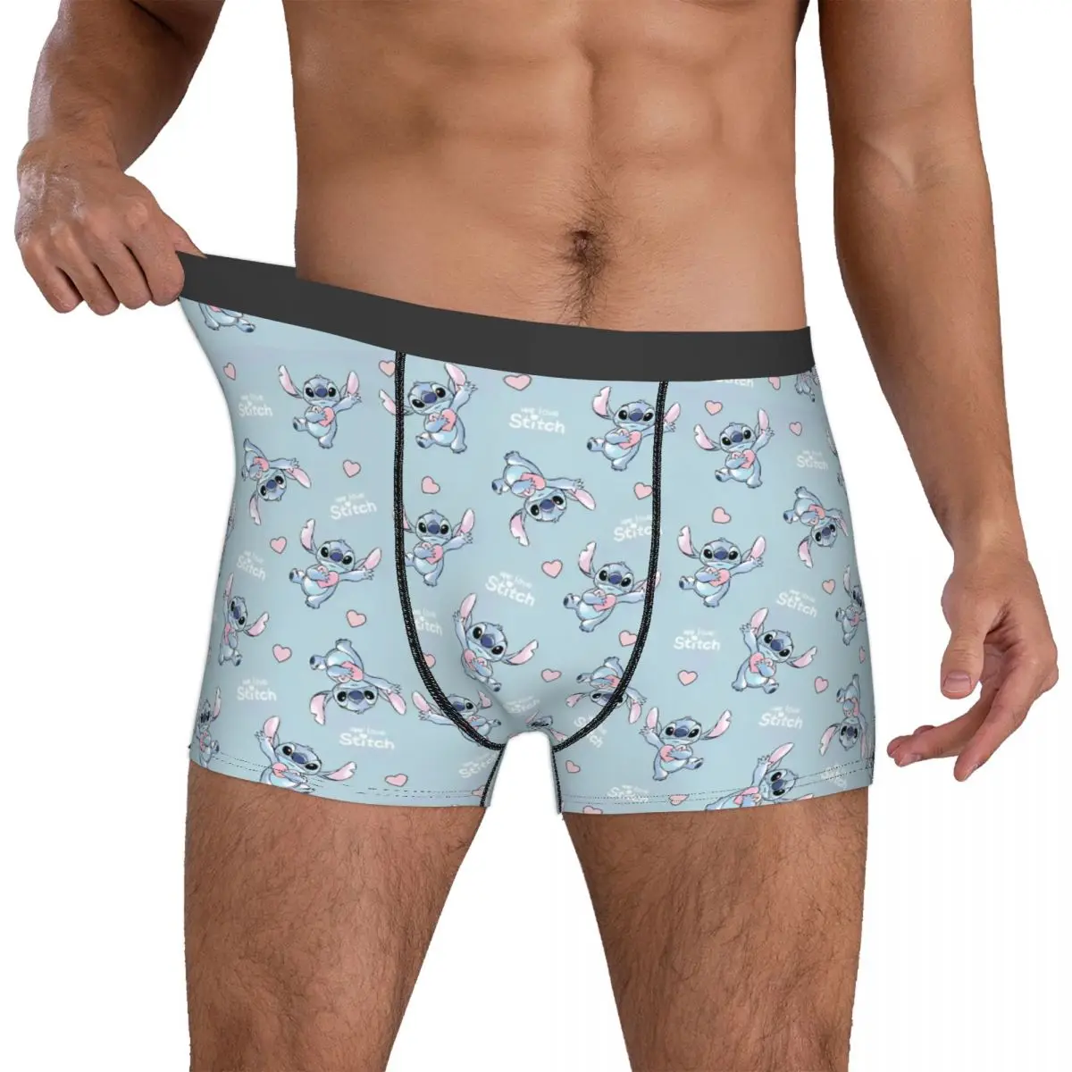 Custom Cute Stitch Heart Love Men boxer Shorts biancheria intima confortevole stampa di cartoni animati mutande divertenti